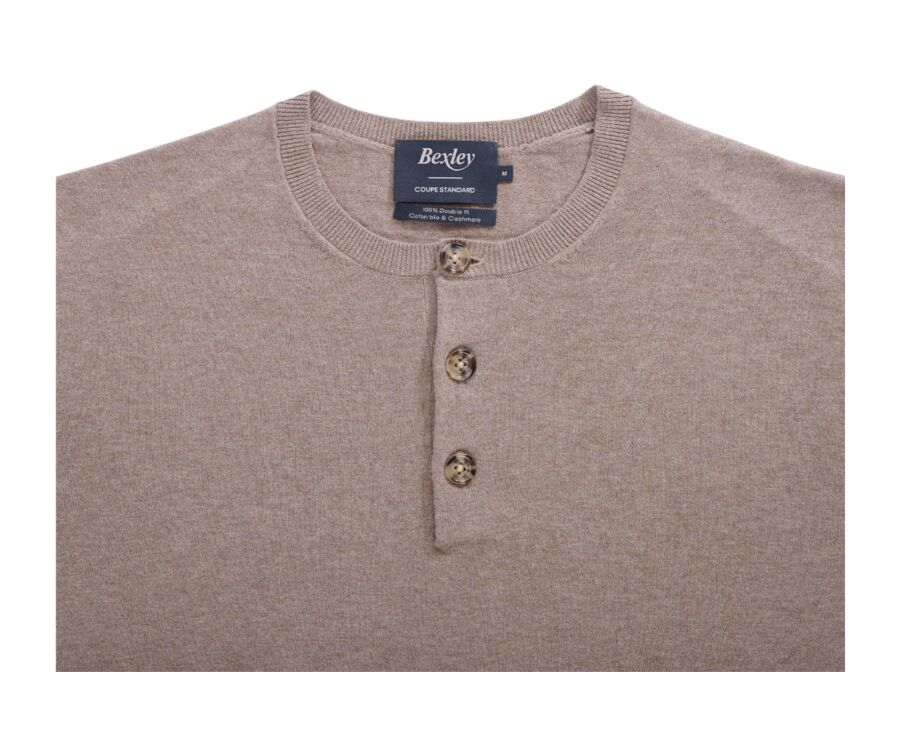 Taupe Melange cotton/cashmere Thin pullover - KUTON