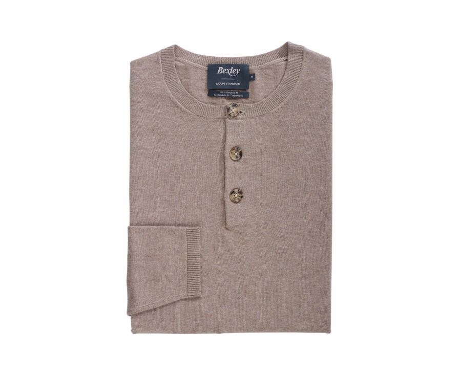 Taupe Melange cotton/cashmere Thin pullover - KUTON