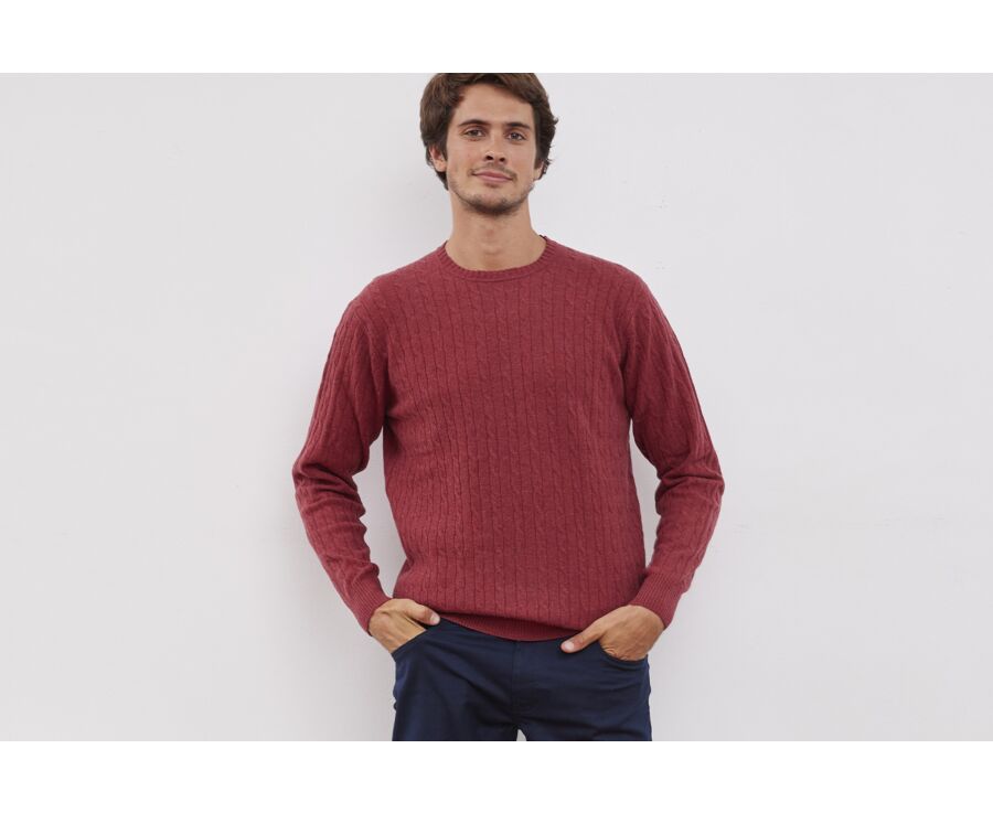 Red melange wool with cord pattern jumper - CONTOR