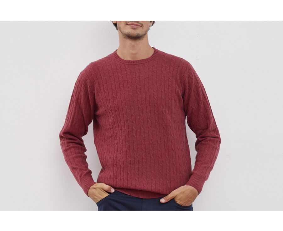 Red melange wool with cord pattern jumper - CONTOR
