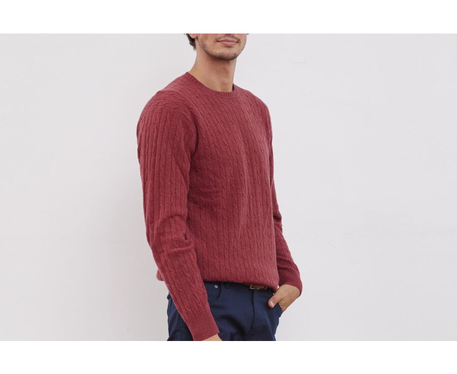 Red melange wool with cord pattern jumper - CONTOR