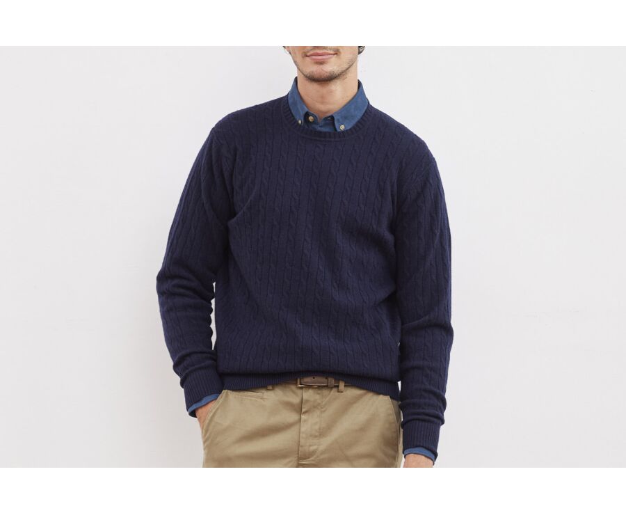 Navy Blue wool with cord pattern jumper - CONTOR