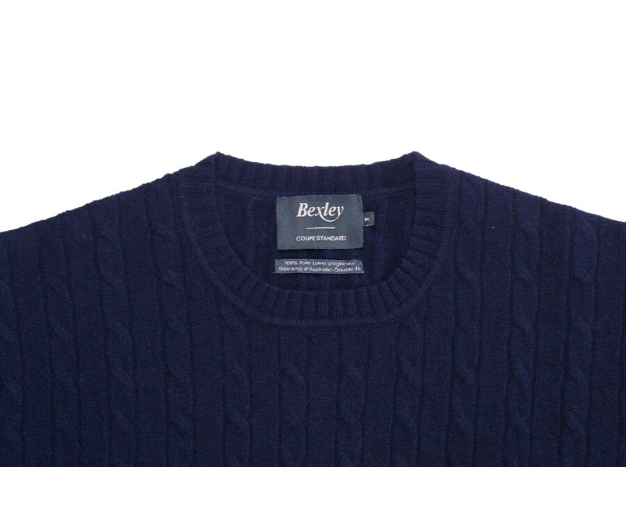 Navy Blue wool with cord pattern jumper Contor Bexley