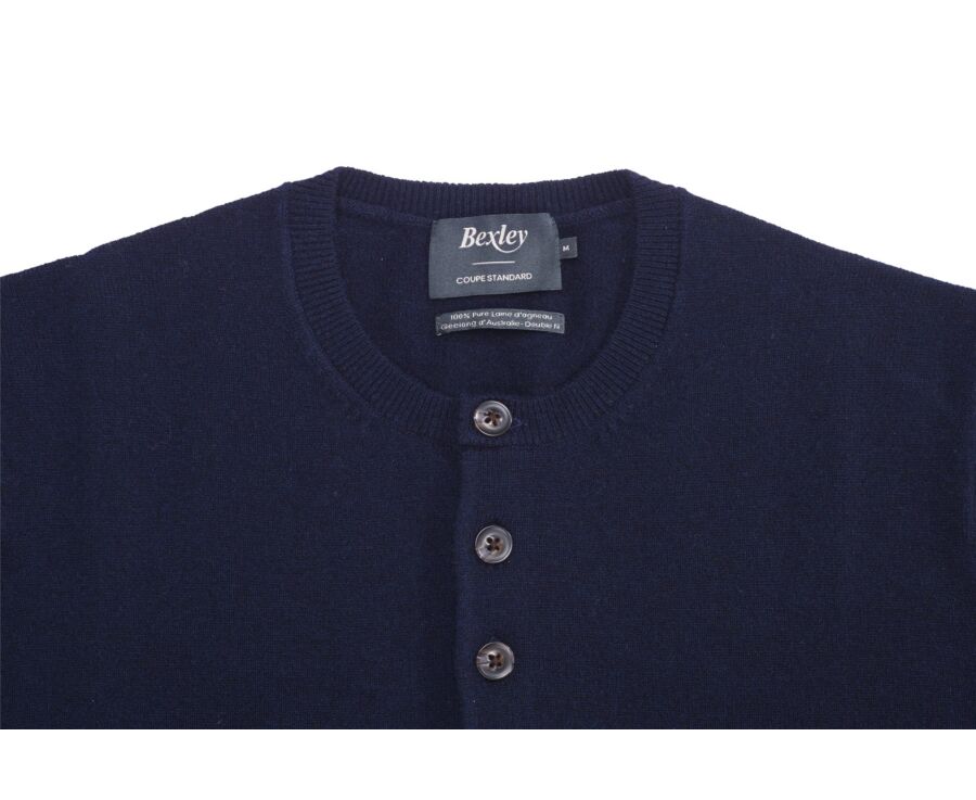 Navy blue buttoned neck wool jumper - CULIAN