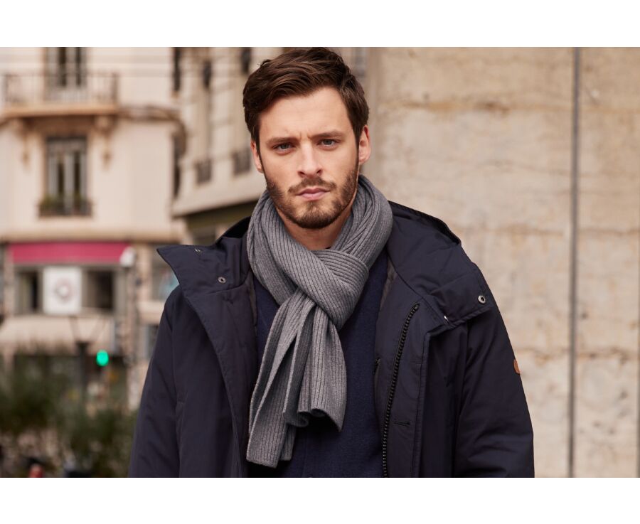 Taupe Grey Melange Lambswool Scarf