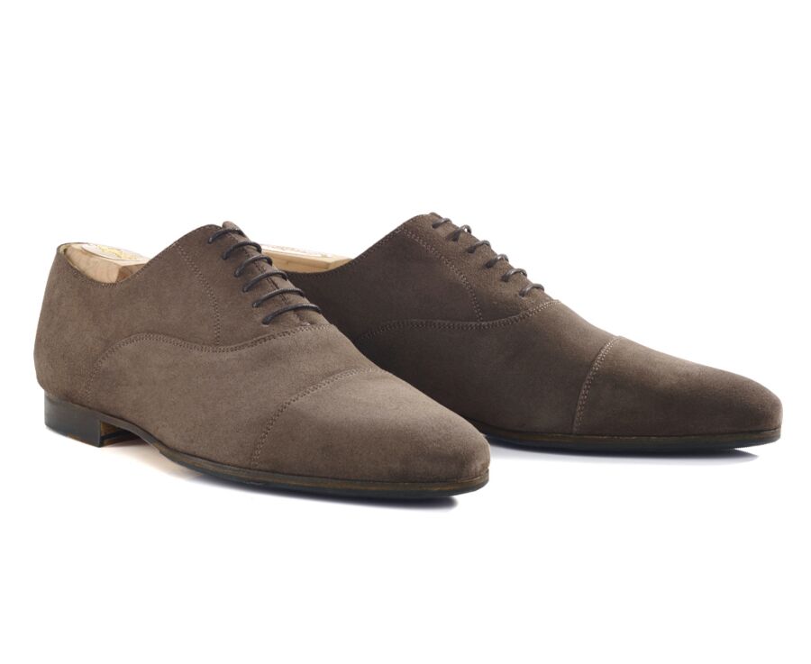 Brown Taupe suede Oxford shoes - Leather outsole & rubber pad - LENNOX PATIN