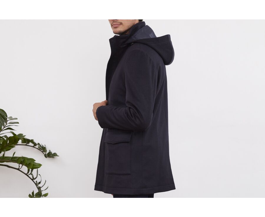Navy Men's cashmere wool coat - GRELLAN