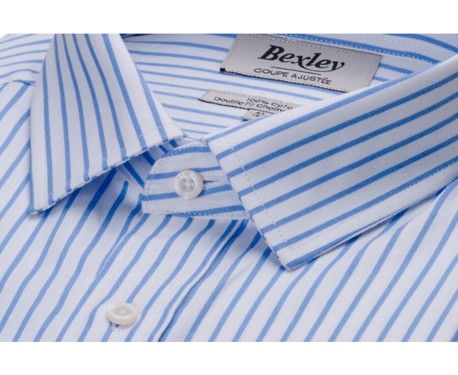 White shirt with light blue stripes - LÉONEL 