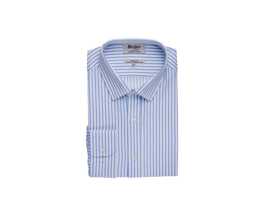 White shirt with light blue stripes - LÉONEL 
