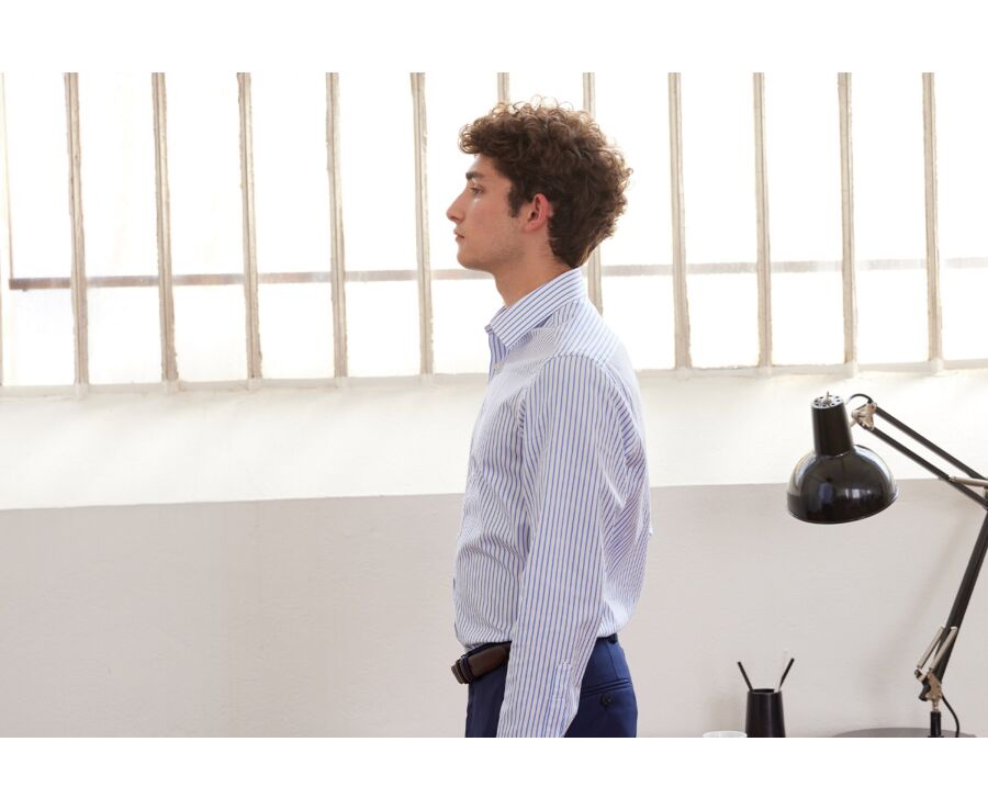 White shirt with blue stripes - LÉONEL