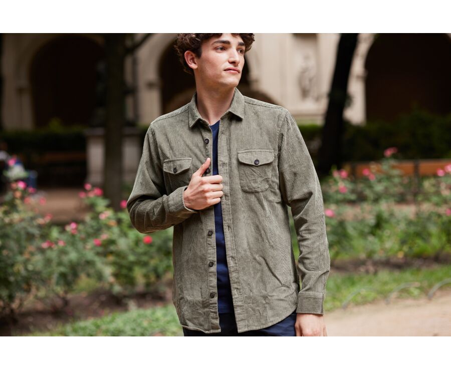 Army Green Corduroy over shirt - VICTORIN
