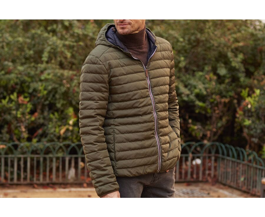 Men's Khaki Lightweight Hooded Down Jacket - SIVERT II