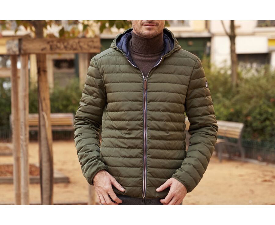 Men's Khaki Lightweight Hooded Down Jacket - SIVERT II