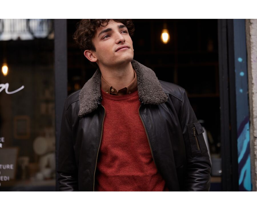 Chocolate Leather Aviator Jacket - EVERETT II