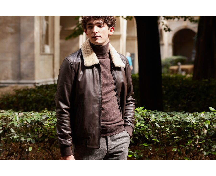 Brown Leather Aviator Jacket - EVERETT II