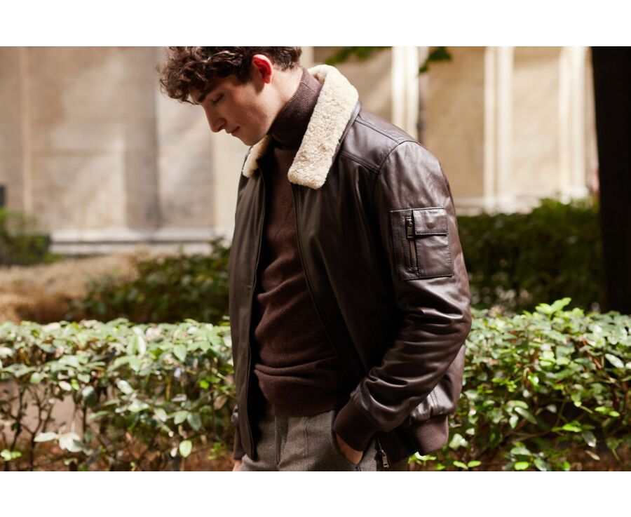 Brown Leather Aviator Jacket - EVERETT II