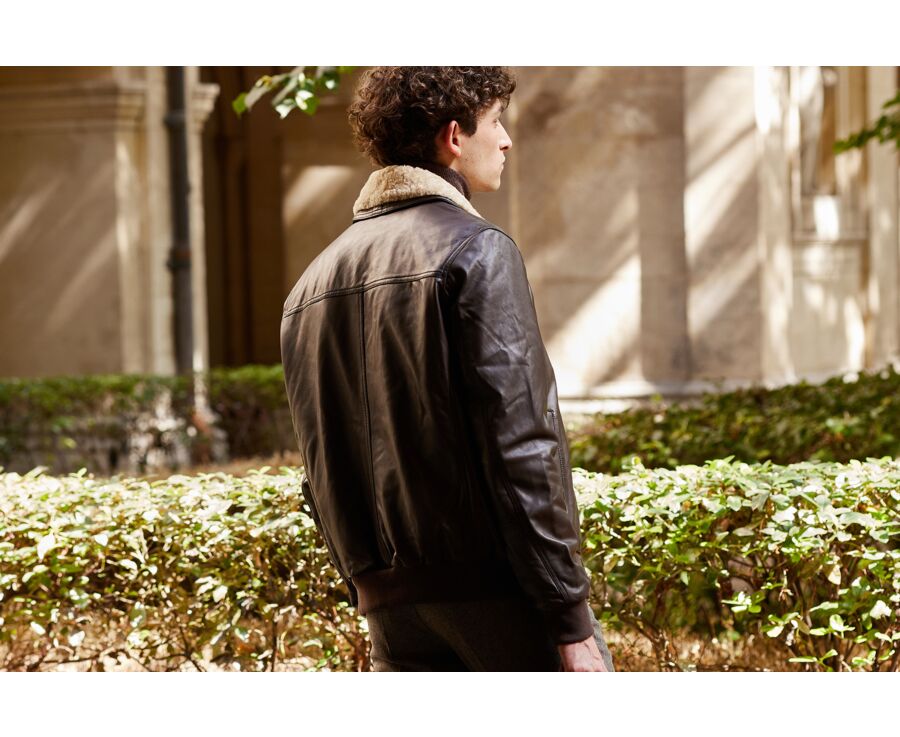 Brown Leather Aviator Jacket - EVERETT II