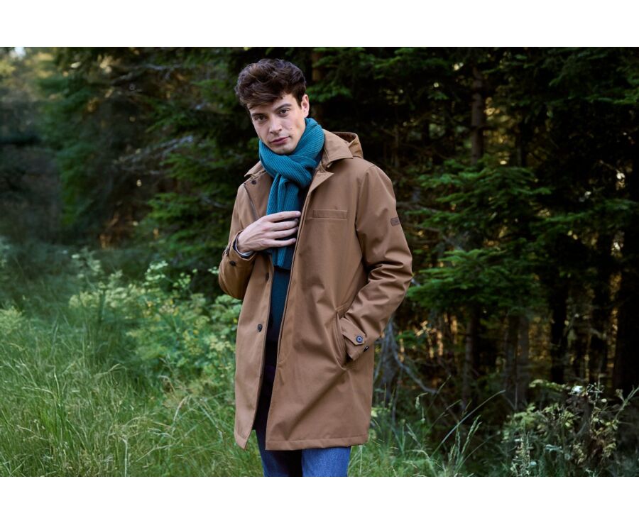 Brown padded Men's trench coat - AURESTILDE