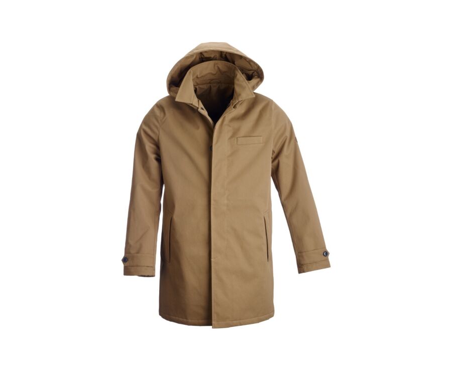 Brown padded Men's trench coat - AURESTILDE