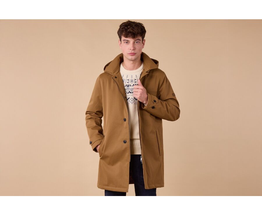 Brown padded Men's trench coat - AURESTILDE