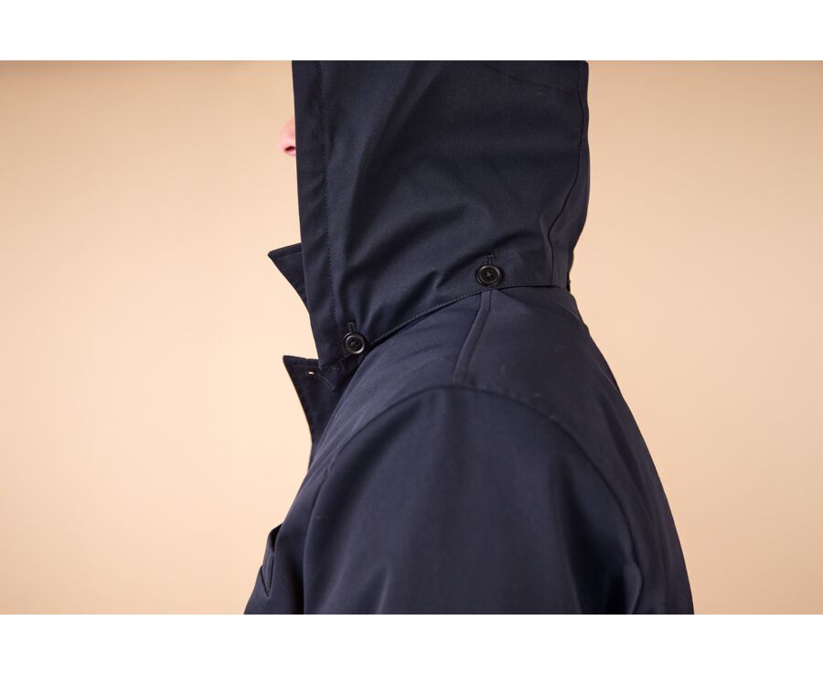 Dark navy padded Men's trench coat - AURESTILDE