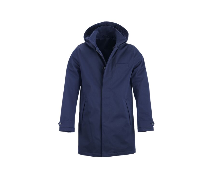Dark navy padded Men's trench coat - AURESTILDE