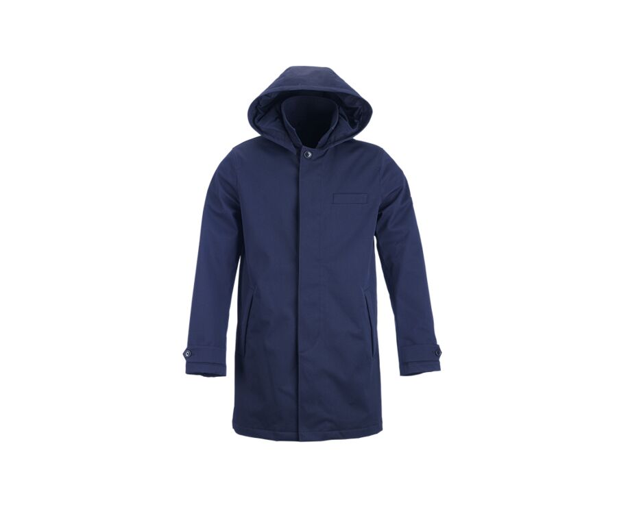 Dark navy padded Men's trench coat - AURESTILDE