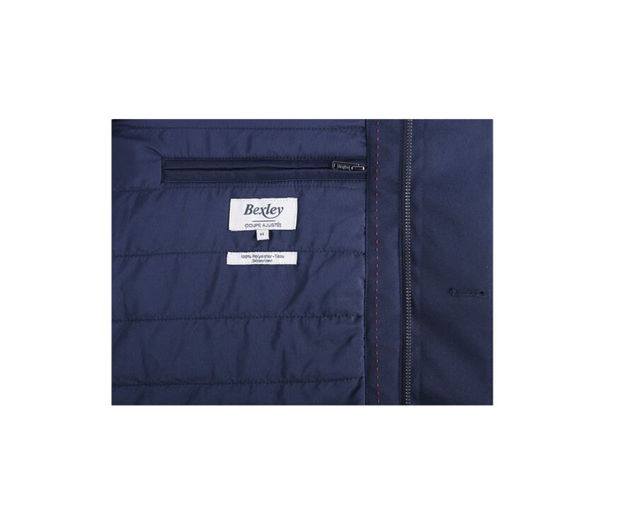 Dark navy padded Men's trench coat - AURESTILDE
