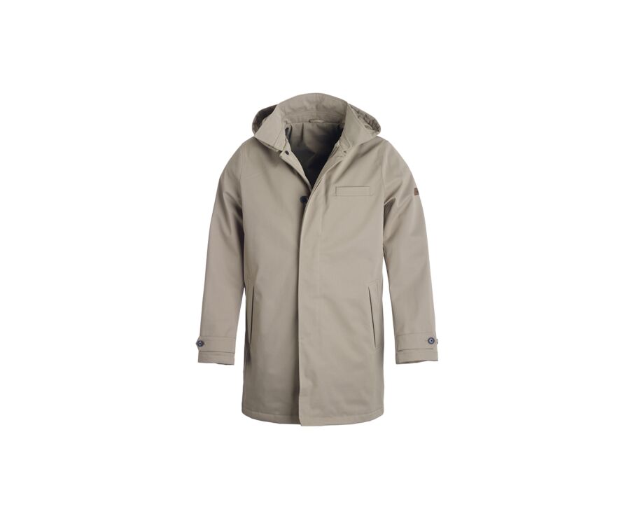 Dark Beige padded Men's trench coat - AURESTILDE