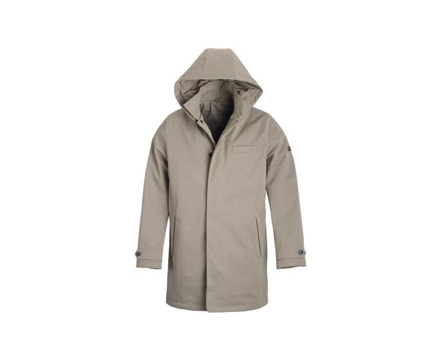 Dark Beige padded Men's trench coat - AURESTILDE