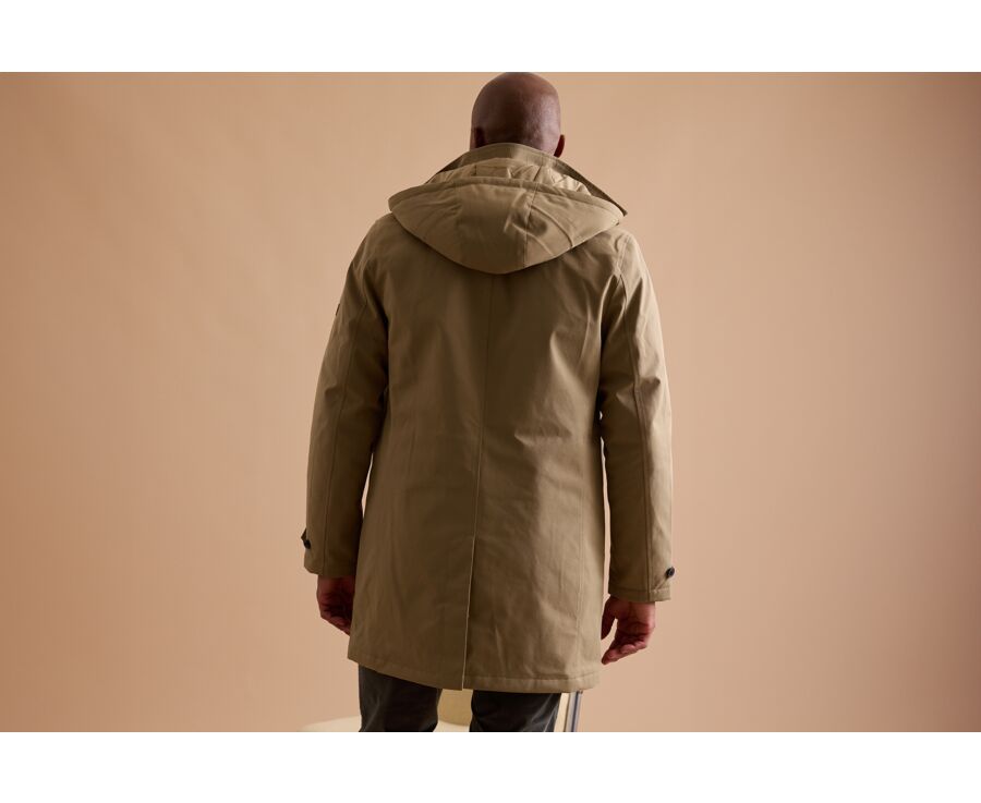 Dark Beige padded Men's trench coat - AURESTILDE