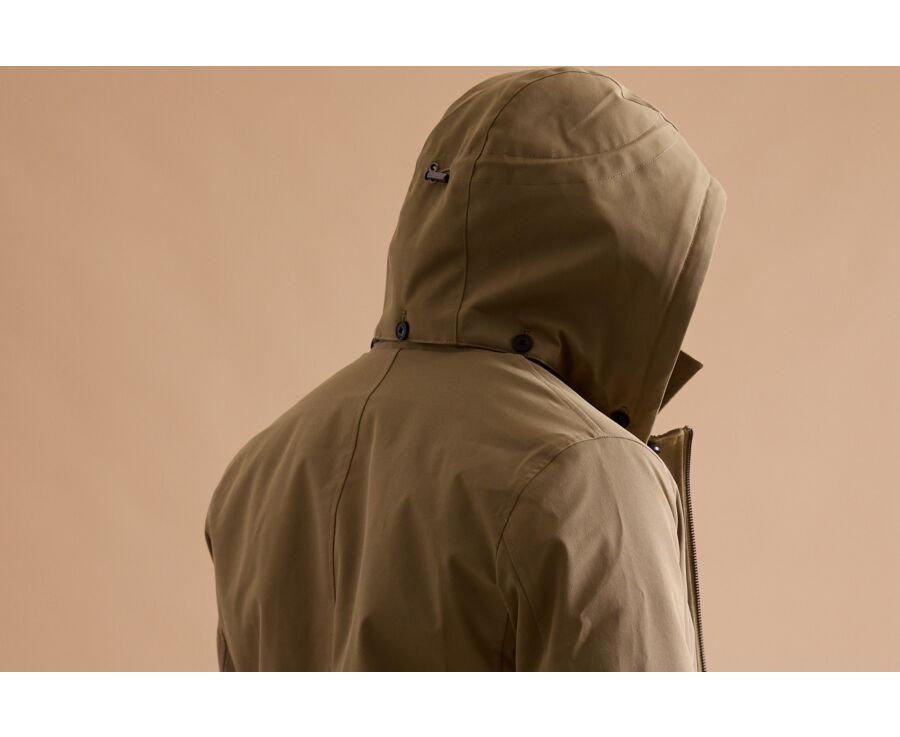 Dark Beige padded Men's trench coat - AURESTILDE