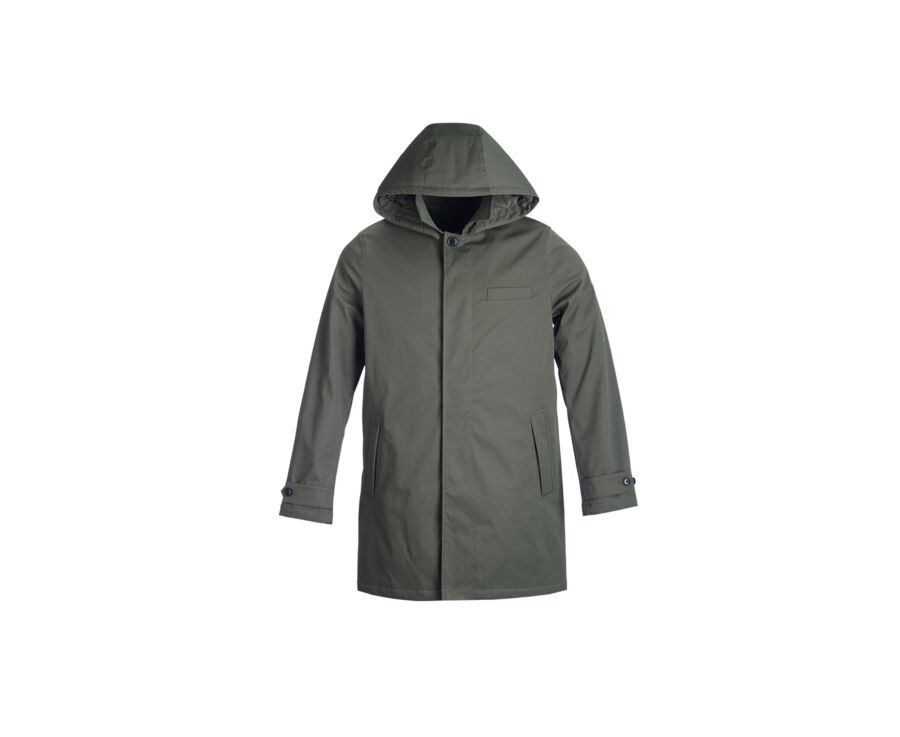 Dark Green padded Men's trench coat - AURESTILDE