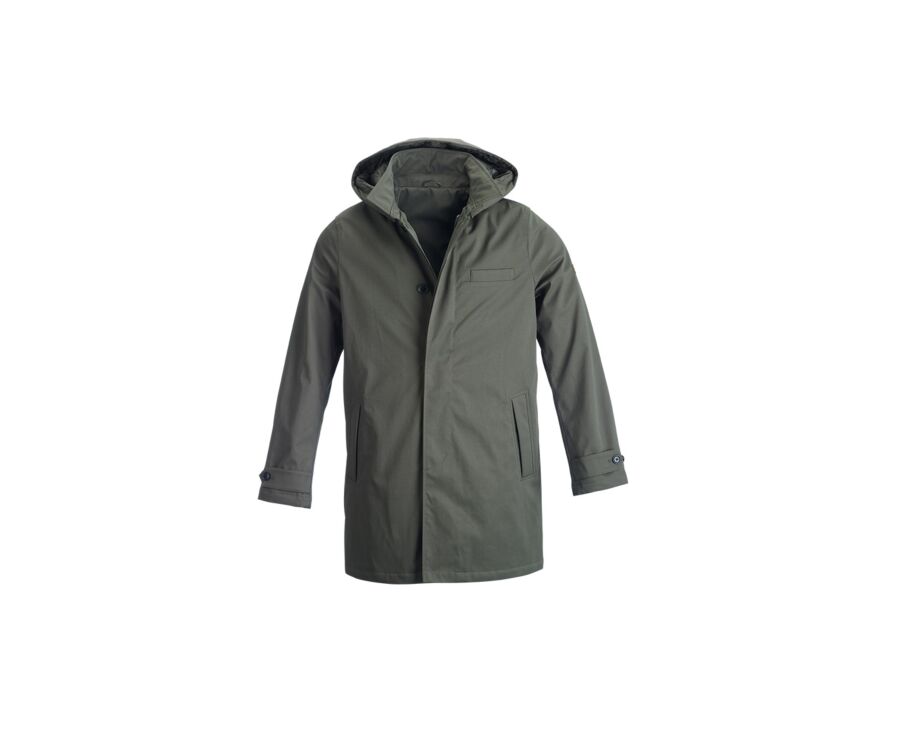 Dark Green padded Men's trench coat - AURESTILDE