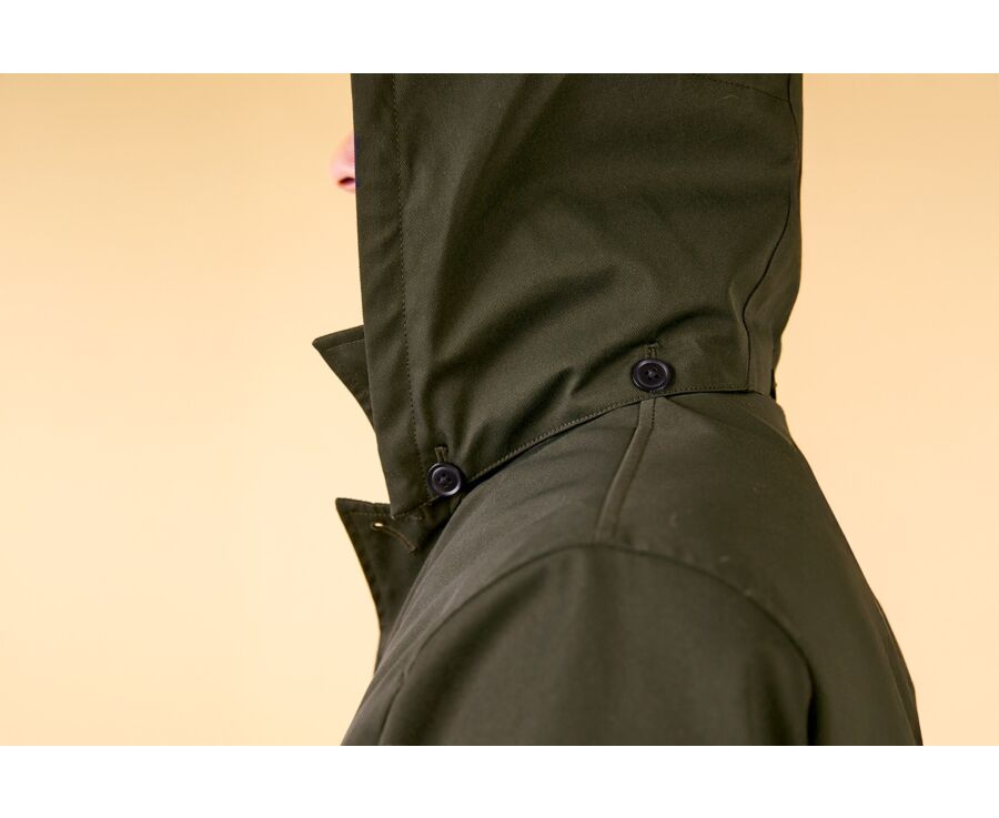 Dark Green padded Men's trench coat - AURESTILDE