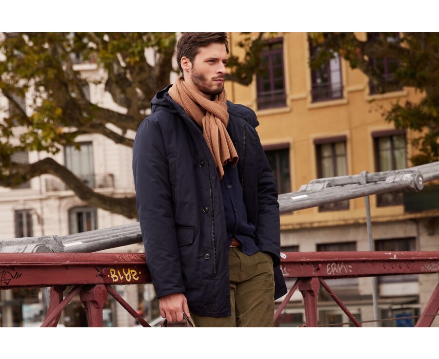 Men's Dark Navy Feather-Lined Winter Parka - SOREN III