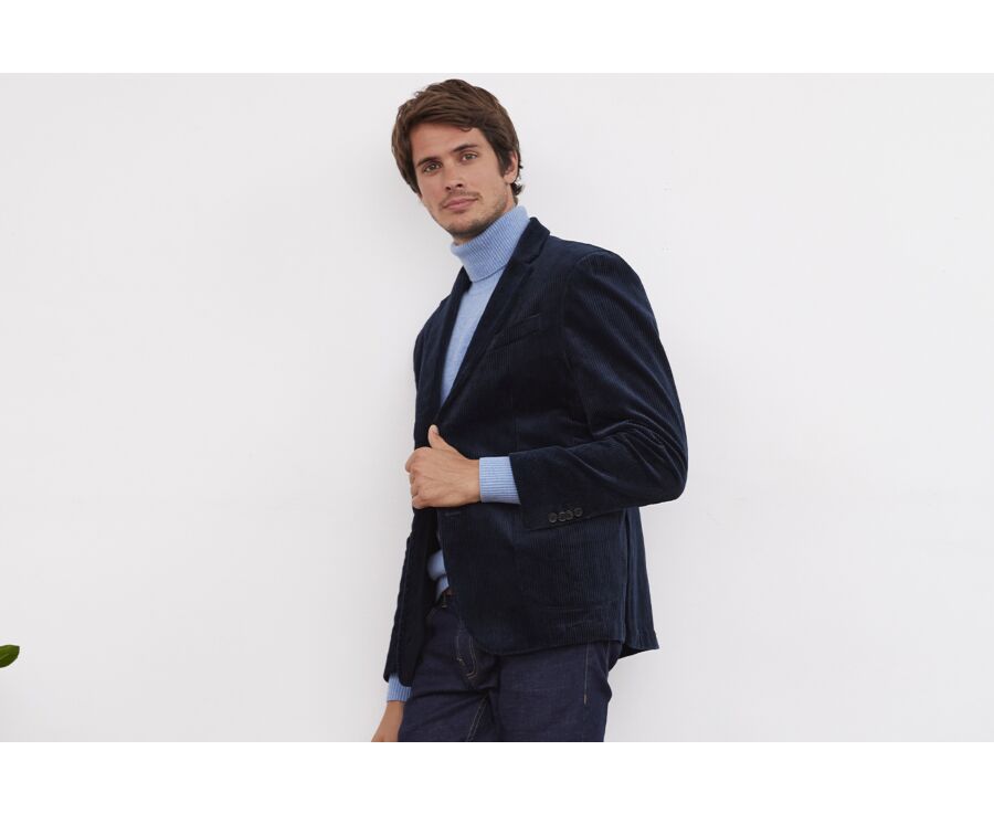 Navy Corduroy Blazer - LÉANDRUS