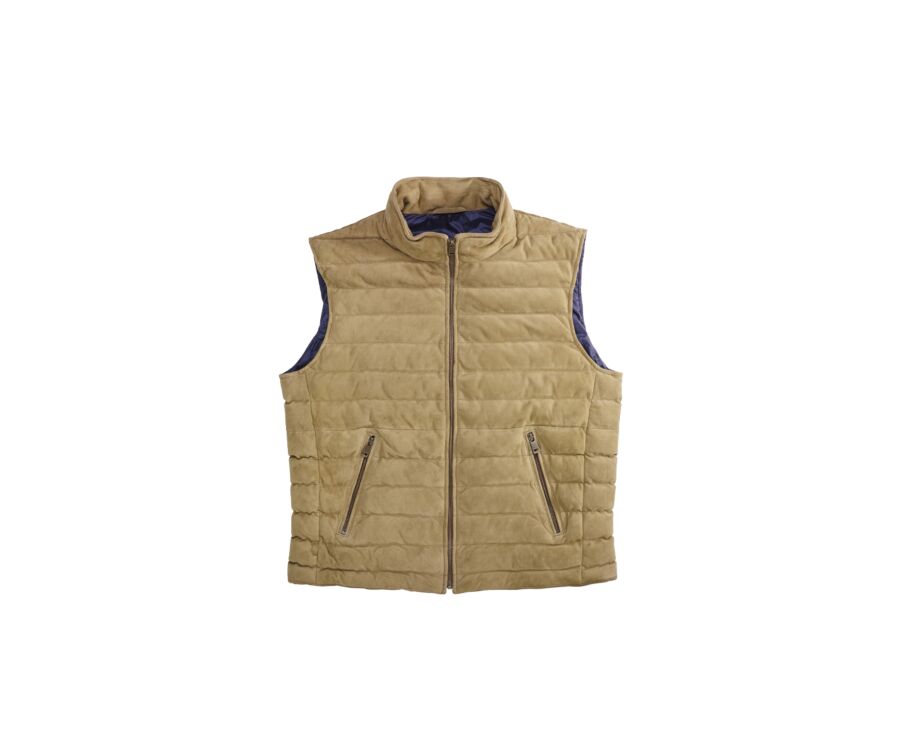 Hazelnut leather sleeveless Down Jacket - NIKLAS