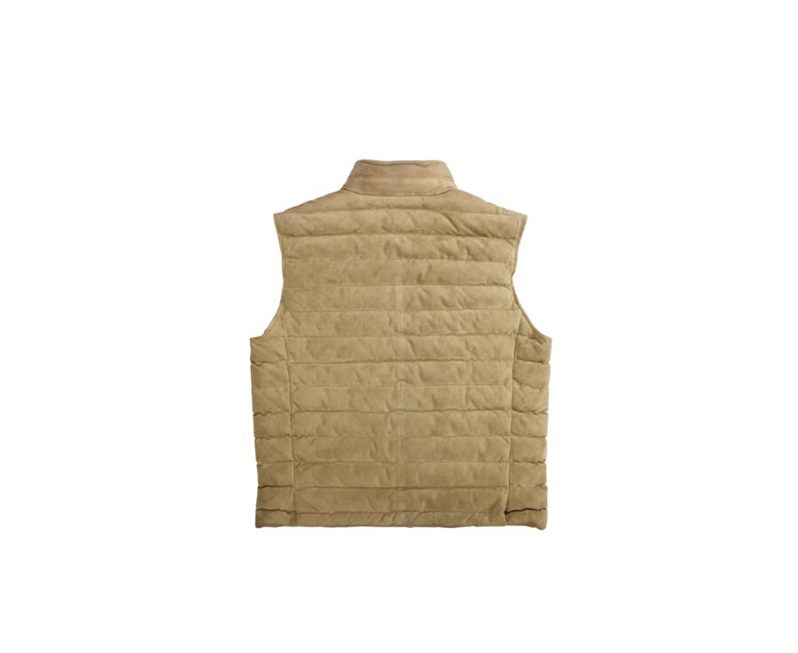 Hazelnut leather sleeveless Down Jacket - NIKLAS