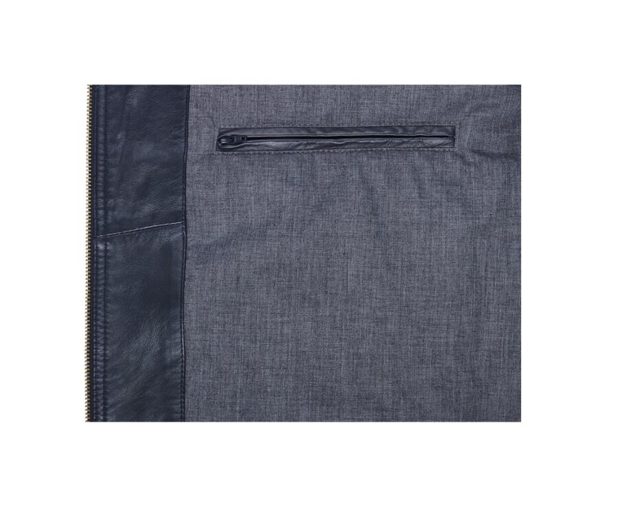 Navy Leather Jacket - CAYDEN