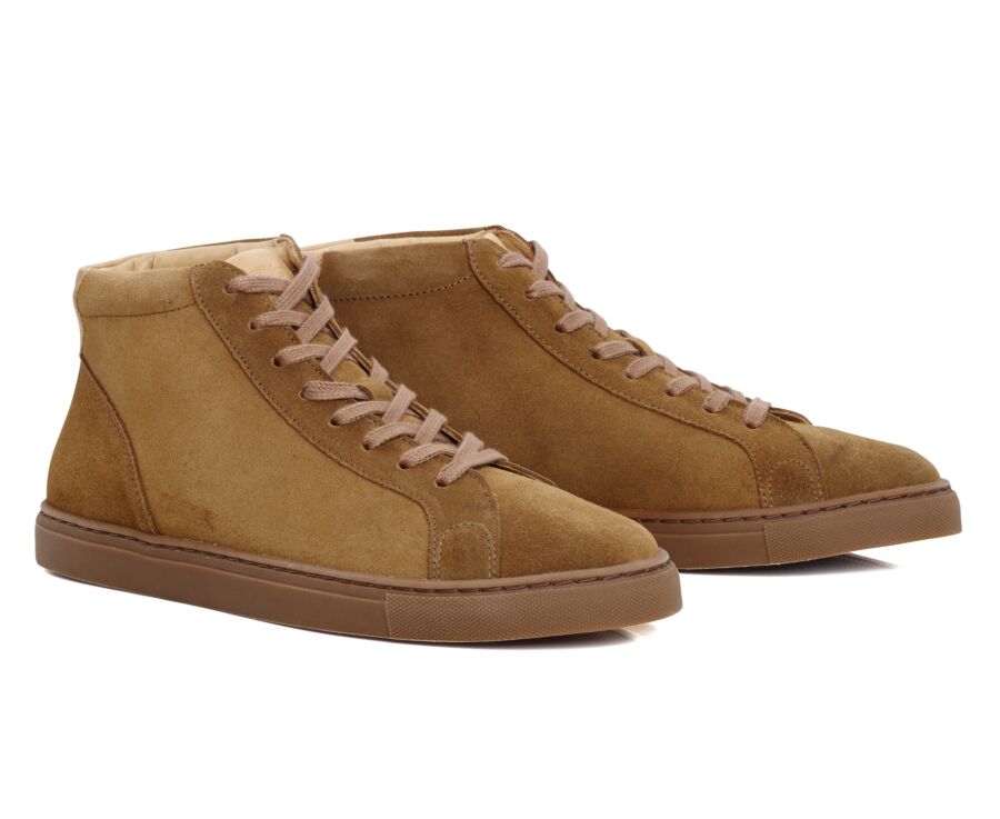 Hazelnut Suede high top Trainers - THORNLEA