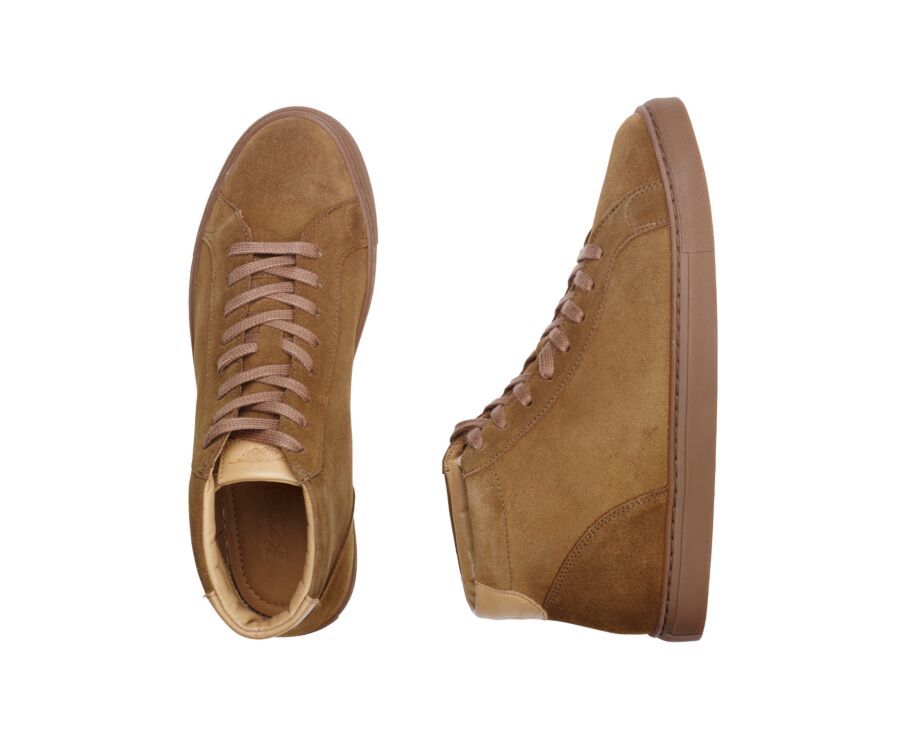 Hazelnut Suede high top Trainers - THORNLEA