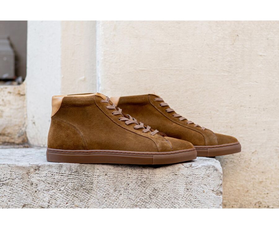 Hazelnut Suede high top Trainers - THORNLEA
