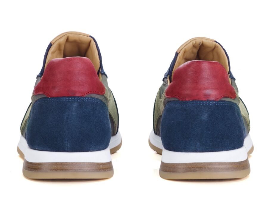 Navy Velvet and Khaki Men's leather Trainers - BOLWARRA