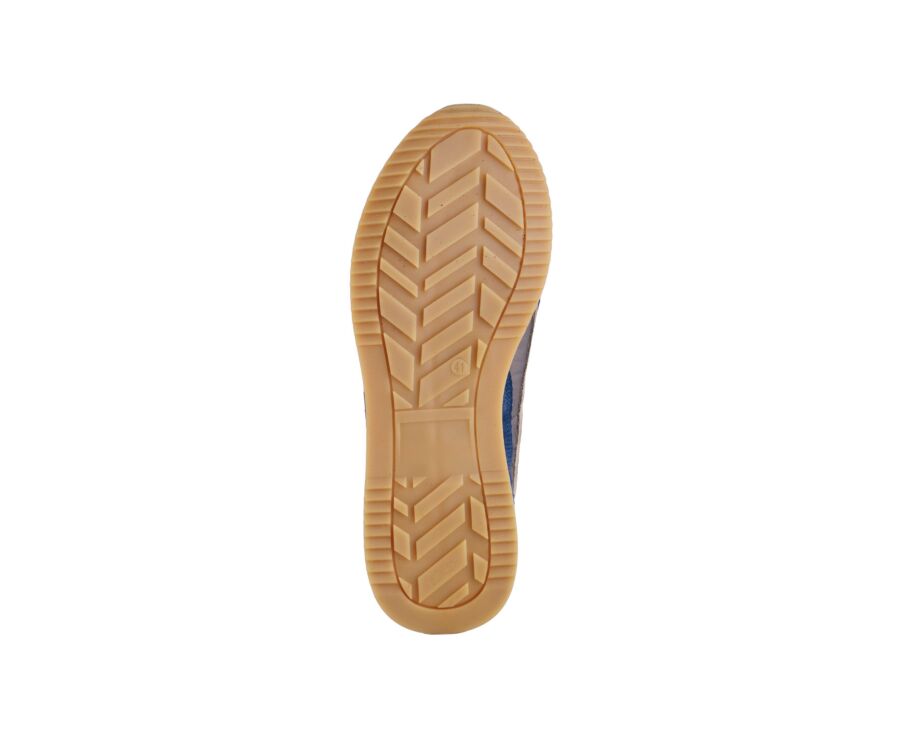 Navy Velvet and Khaki Men's leather Trainers - BOLWARRA