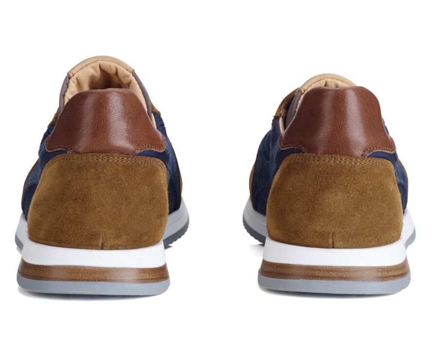 Chamois and Navy Men's leather Trainers - BOLWARRA