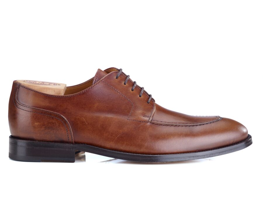Patina Cognac Derby Shoes - Leather outsole - STOCKWOOD
