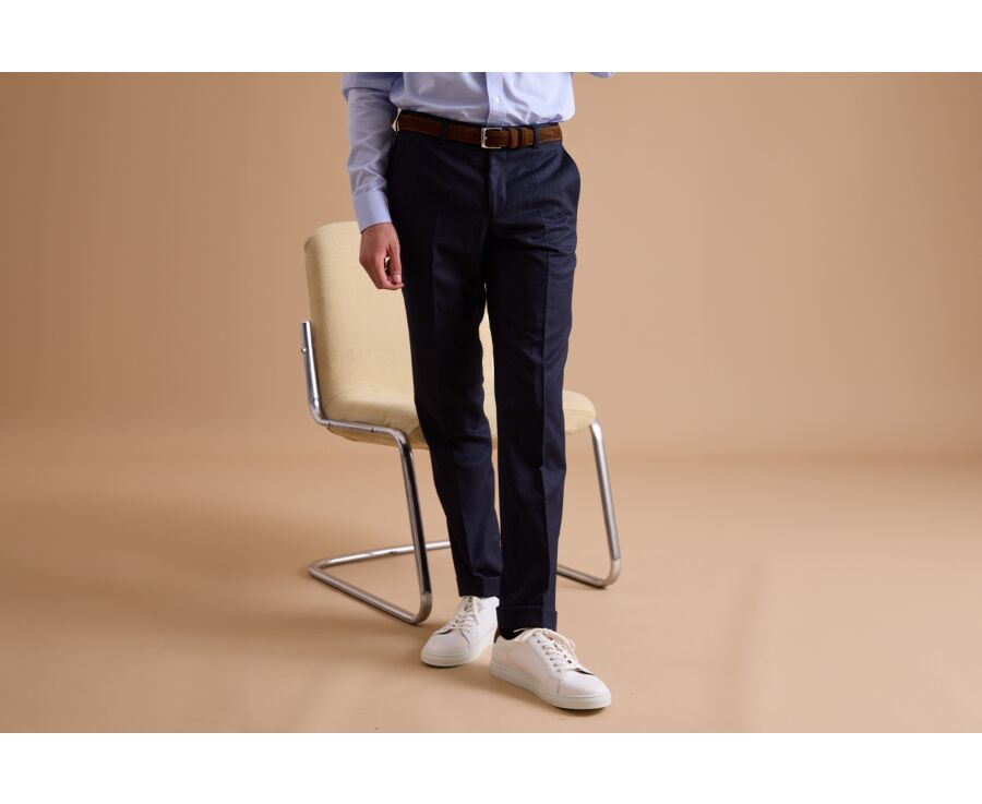 Navy Melange Men's dress trousers - LELIAN