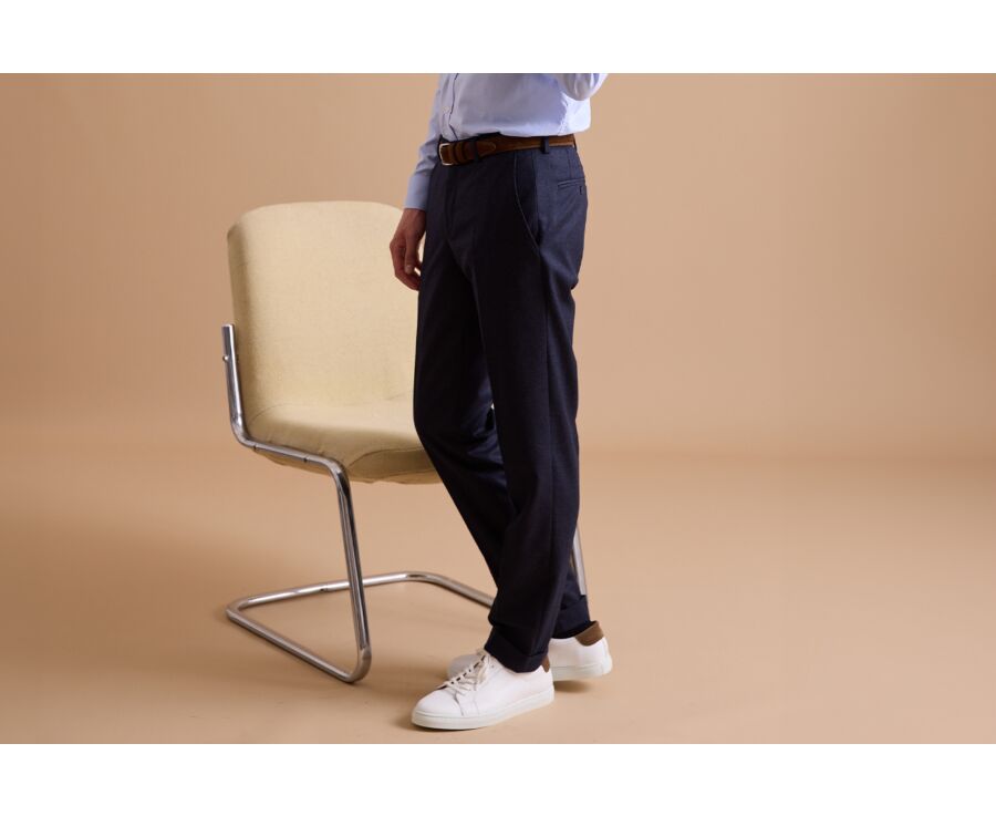 Navy Melange Men's dress trousers - LELIAN