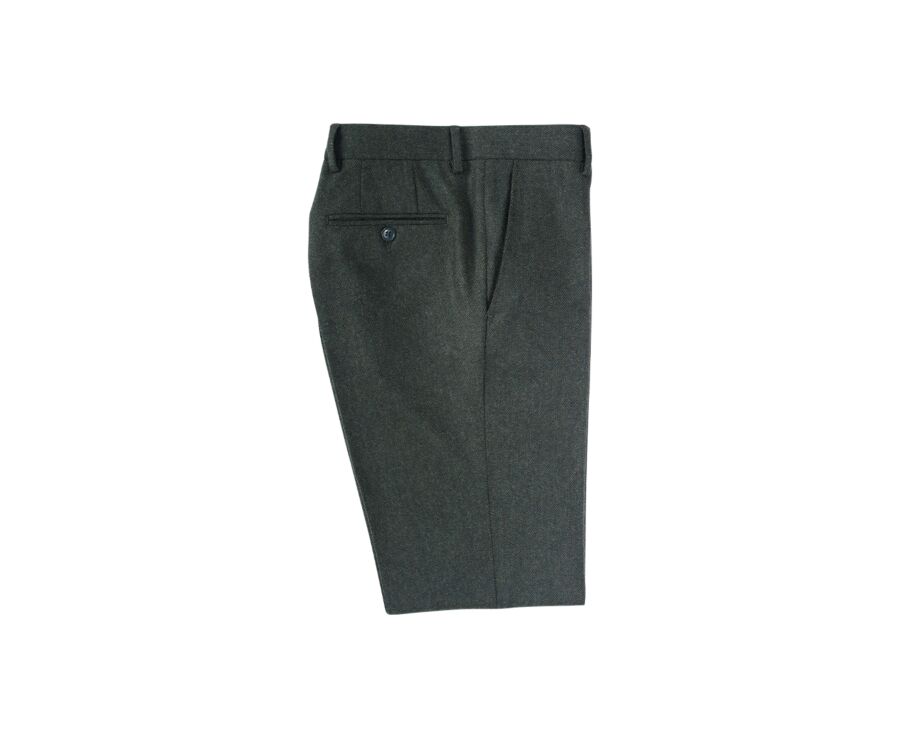 Dark Green Herringbone Men's dress trousers - LELIAN